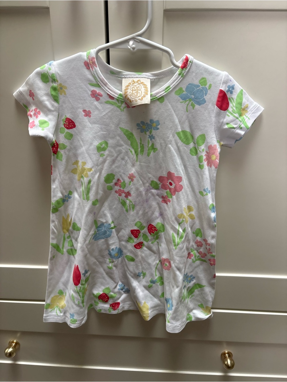 TBBC Polly Floral Strawberry Tee Dress - White with Pastel Prints